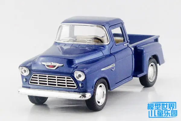 KINSMART литая металлическая модель/1:32 весы/1955 Chevrolet Chevy Stepside пикапа Игрушечная машина/образовательная Коллекция/подарок для ребенка - Цвет: Синий