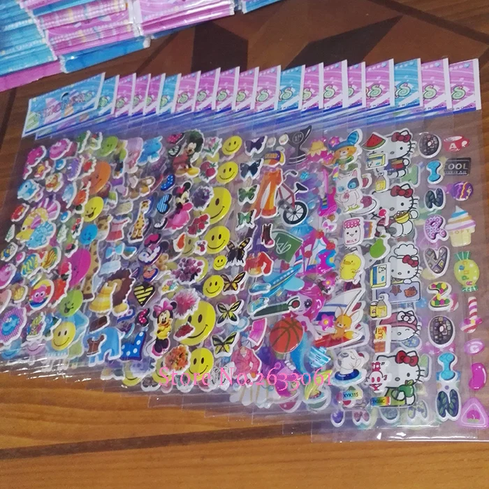 100 Different Sheets Cute 3D Puffy Bubble Sticker Cartoon Comic Animation Stickers Pack DIY Toys Gift for Children Kid for phone