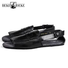 Мужские сандалии в европейском стиле; высококачественные кожаные дышащие шлепанцы; модные сандалии-гладиаторы в стиле ретро с пряжкой; летняя пляжная обувь для мужчин