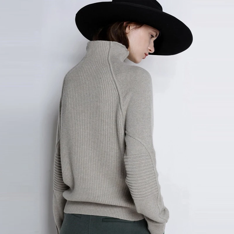 Новое поступление осень зима кашемировый свитер женский с высоким воротником утолщенный пуловер Свободный свитер вязаная шерстяная рубашка женский джемпер