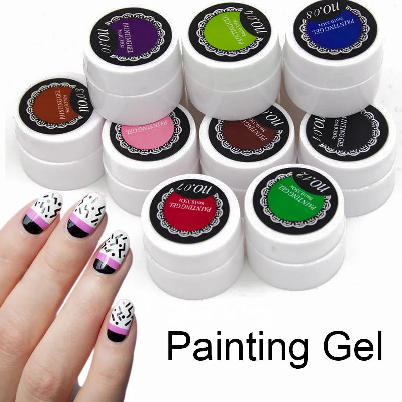 

Ellwings Glitter Painting UV Gel Nail Polish Semi Permanent DIY French Sticker Nail Art 12 Colors Drawing Gel Varnish