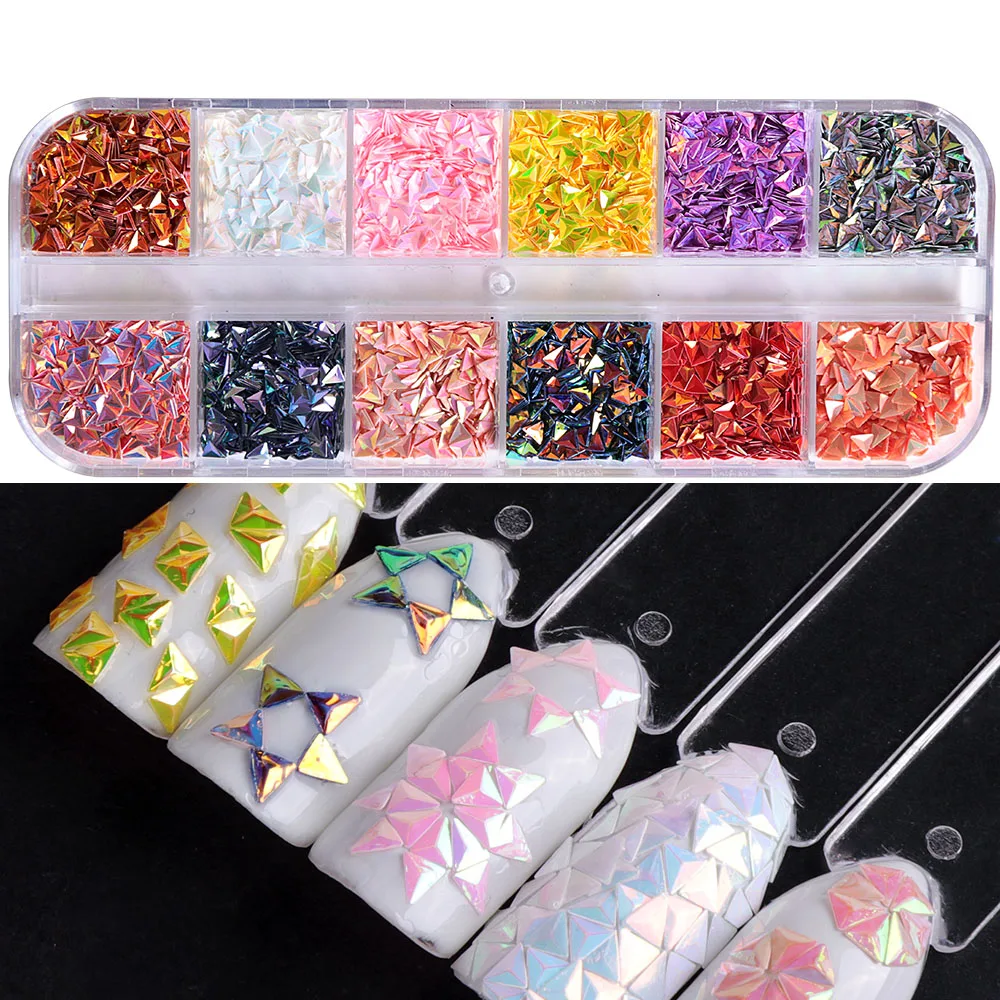 

1 Set Chameleon Triangle Shape Design Iridescent Flakes Nail Sequins AB Color Paillette Manicure Tips Nail Art Decoration LA1-12