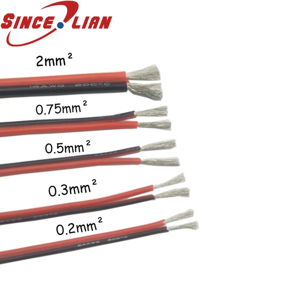

Red and black Silicone Wire Special Soft Parallel electrical Line 14/18/20/22/24AWG 0.2-2 square Soft Splicing Cable 10meters
