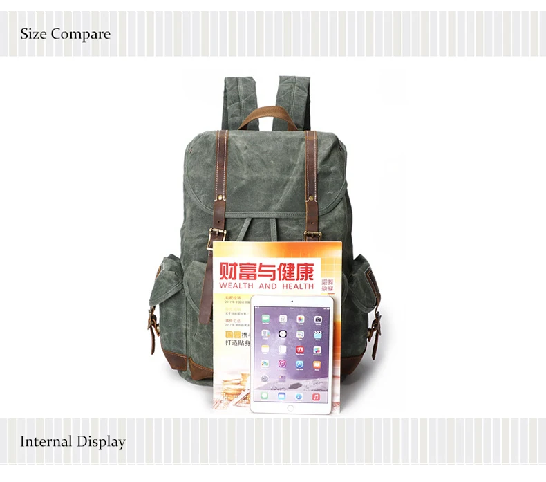 XMJY Men\&amp;amp;amp;amp;amp;amp;amp;amp;amp;amp;amp;amp;amp;amp;amp;amp;amp;#39;s Backpacks Canvas Leather Vintage Travel Bags Waterproof Large Capacity Laptop Backpack Men Women Unisex Rucksacks (16)