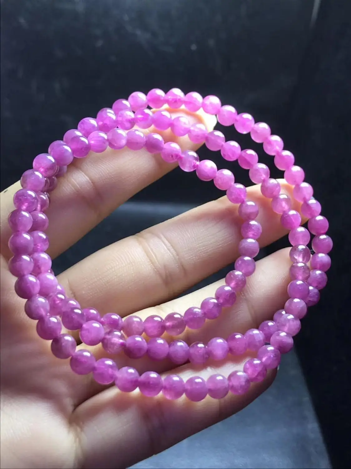 

Top Quality Natural Red Pink Tourmaline Quartz Clear Crystal Gems 4mm Round Bead Stretch Woman 3 Laps Bracelet Necklace AAAAA