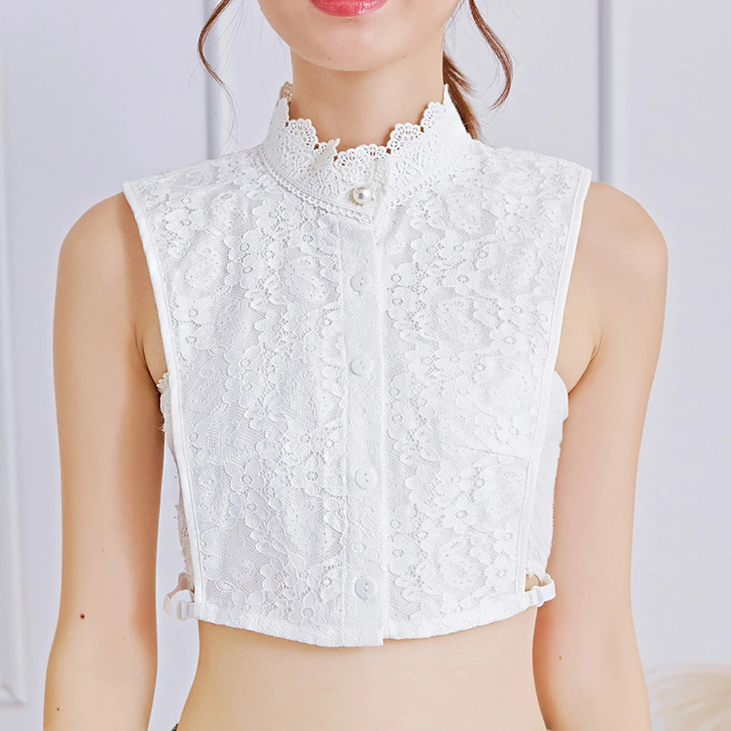 Women?s Fashion Fake Flower Lace Collar Bib Cotton Removable False Half Blouse Neckwear