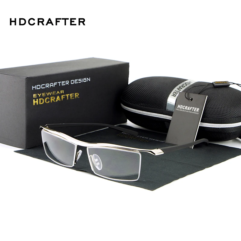 

HDCRAFTER Square Rimless Myopia Hyperopia Glasses Men Women Prescription Recipe Glasses Metal Optical Eyeglasses for Men