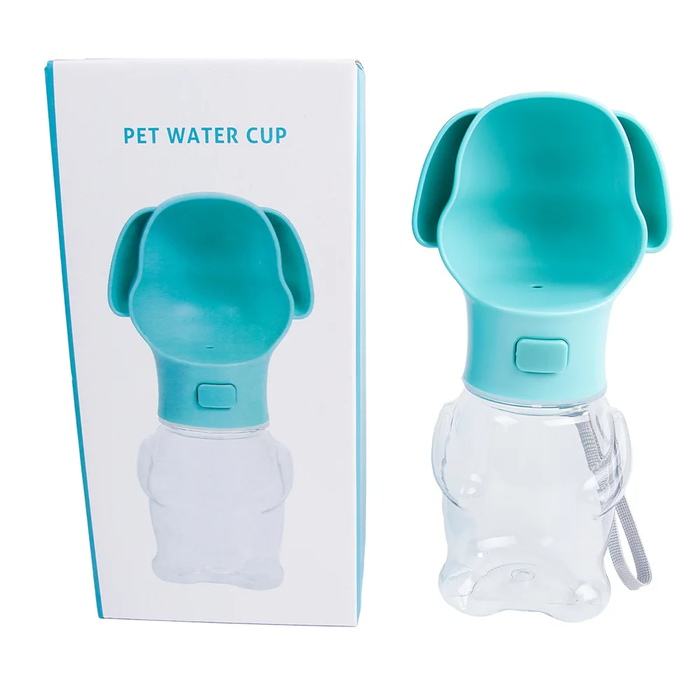 Pet Dog Cat Water Bottle Portable Travel Cups Lovely Cartoon Outdoor Feeder Water Drinking Bowl 550ML ABS Plastic Pet Supplies (14)