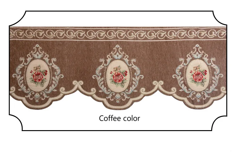 Европейский стиль изысканная вышивка пелмет для гостиной, декоративный навес ткань для кухонного окна Короткая штора - Цвет: Coffee