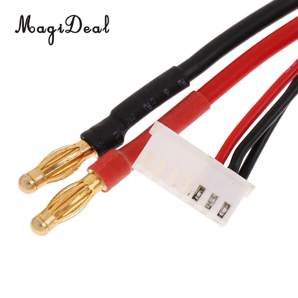 MagiDeal 1Pc Plastic 4mm Banana Male Plug to 4.0mm Bullet Male Connector Plus 2S Charging Cable 24cm