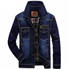AFS JEEP mens denim jacket brand clothing fashion turn down collar jeans jacket coat outerwear cowboy