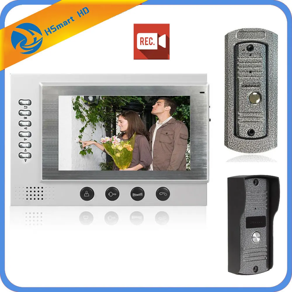 

7" LCD Monitor Video Door Phone with Video Recording Photo Taking Home Security System IR Camera Support SD Card