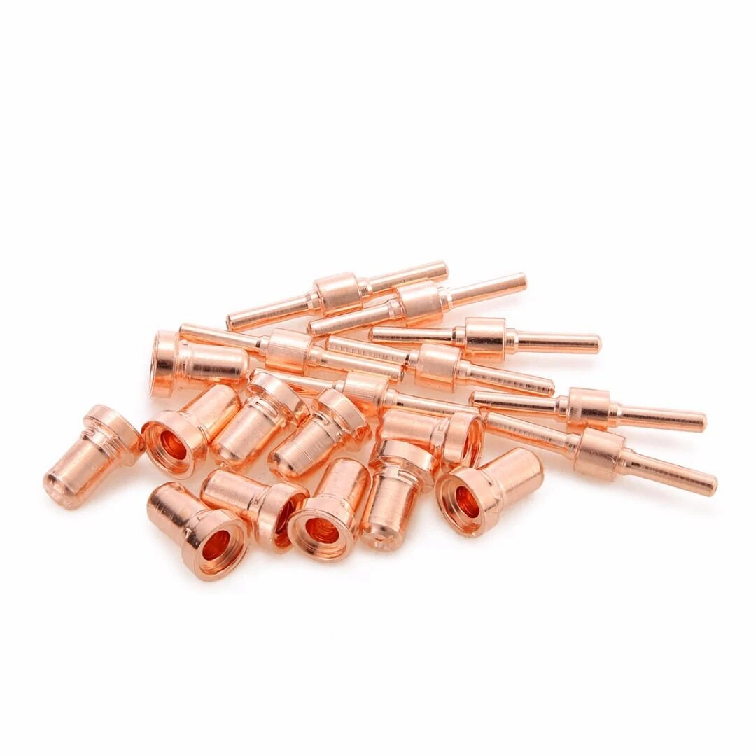 SHGO-100Pcs Red Copper Extended Long Plasma Cutter Tip Electrodes Nozzles Kit Mayitr Consumable For Pt31 Lg40 40A Cutting