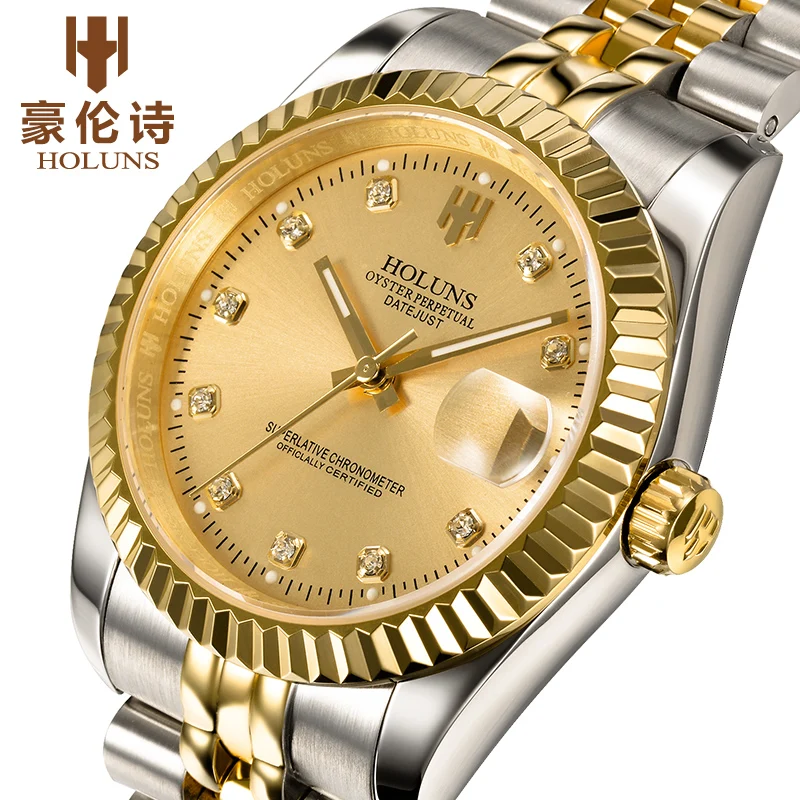 

HOLUNS Luxury women's watch waterproof automatic mechanical watches stainless steel gold watch