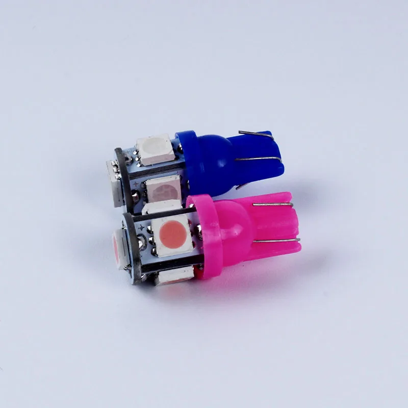 100 шт. T10 5SMD DC 12 в 1 Вт 5050 192 168 194 W5W wit/blauw/rood/groen/geel Xenon Led Клин Gloeilamp Voor Авто Стайлинг|style