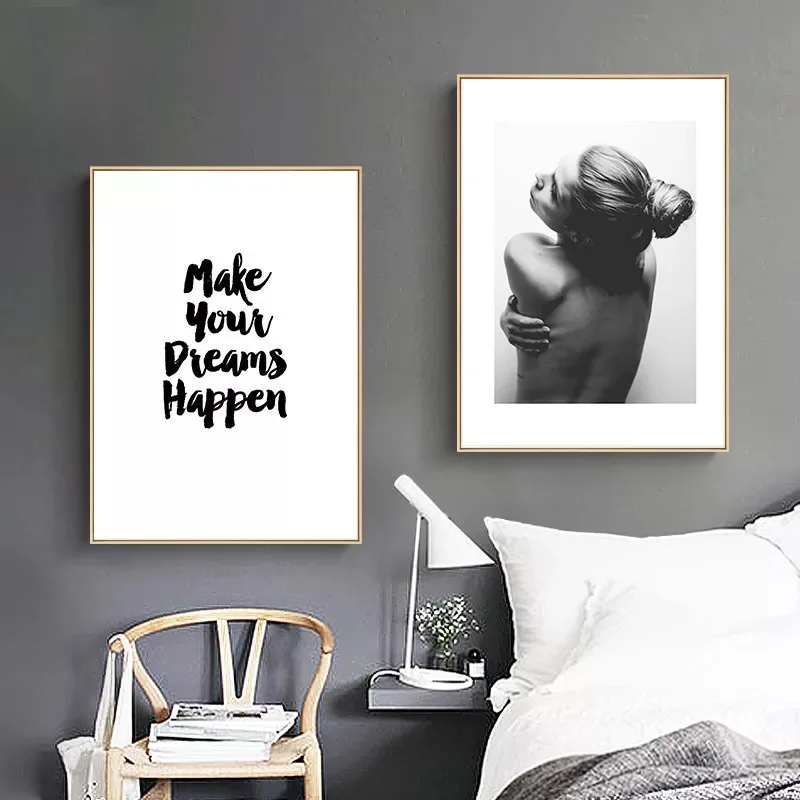Girl Black And White Quotes Canvas Painting Nordic Poster Picture Posters Wall Art Pictures Living Room Home Decor Unframed