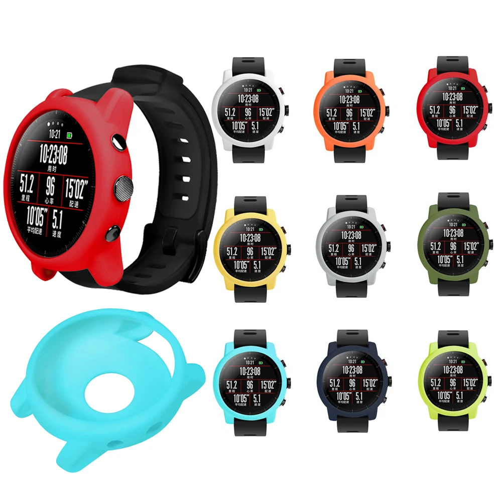 

AMAZFEEL Genuine New solid color silicone cases for xiaomi Huami Amazfit Stratos all inclusive protective shell waterproof soft