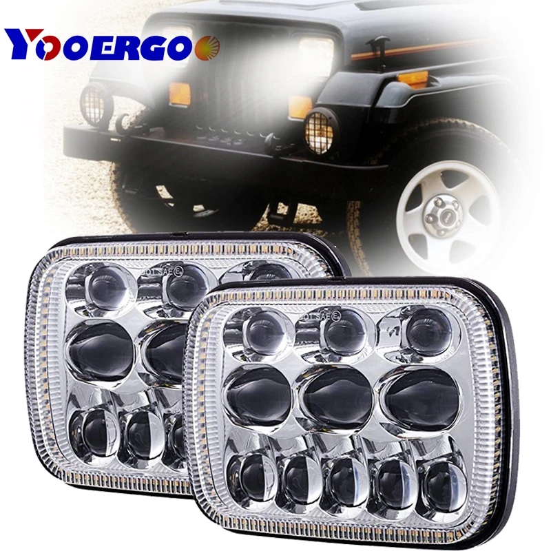 2 pcs 6x7'' inch Hi/Lo beam DRL Square led headlight 5x7 80W led