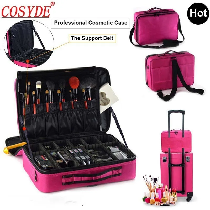 Cena Kobiety stylowa kosmetyczka podróżny organizator do kosmetyków do makijażu profesjonalne pudełko na przyrządy do makijażu kosmetyki torby z zapięciem kosmetyczka do makijażu