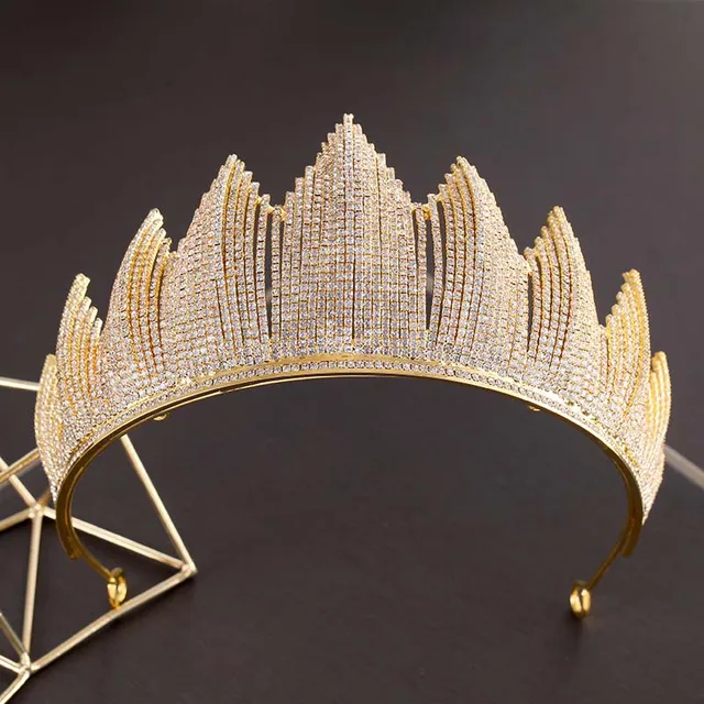 Luxe Volledige Crystal Bruid Kroon Bruiloft Tiara Bruids Ornamenten Diadeem Grote Gouden Koningin Crown CR134|Haarsieraden| - AliExpress