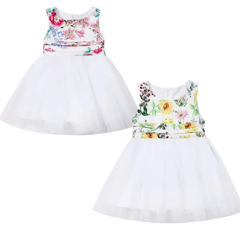 

New Toddler Kids Babu Girls Sleeveless Floral Princess Tulle Dresses Tutu Outfits