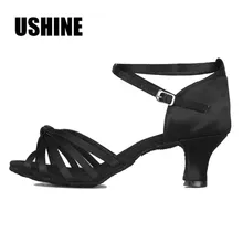 Черный Высокий Каблук 7 см/5 см латинских Танго, латина Обувь для танцев; женские босоножки; Zapatos De Baile Latino Mujer 801