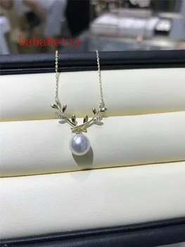 

New beautiful leaves natural 10MM shell pearl Tibetan silver necklace 005