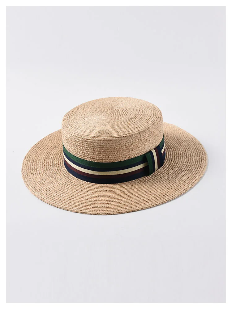ROSELUOSI женская летняя шляпа новая марка, хорошее качество плоский Топ соломенные из пальмового волокна шляпа от солнца для женская пляжная шляпа Chapeu Feminino