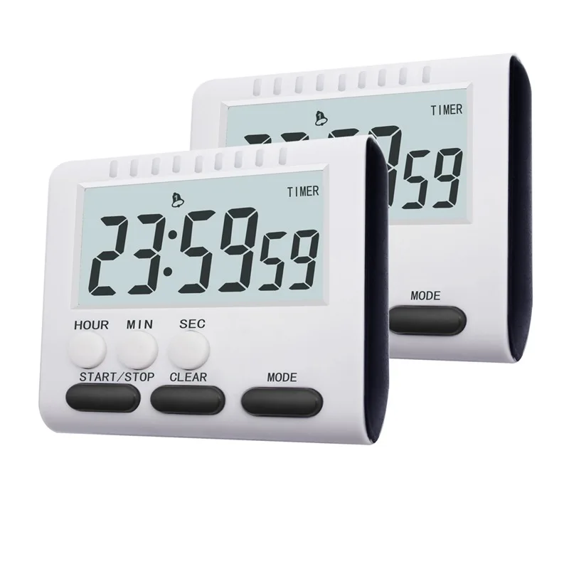 Multifunctional Digital Kitchen Timers AAA Battery Operated with Magnet and Stand Large Digits For Baking Study Beauty