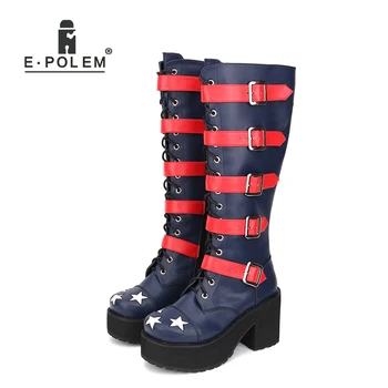 

new lolita boot shoes punk boots Lolita thick bottom platform boots star pattern belt decoration 8920