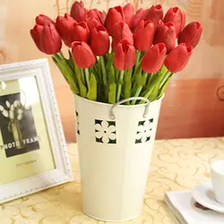 1 букет/10 головок поддельные Тюльпан Цветок из искусственного шелка Настоящее сенсорный букет офис Свадебные искуственные цветы для декора