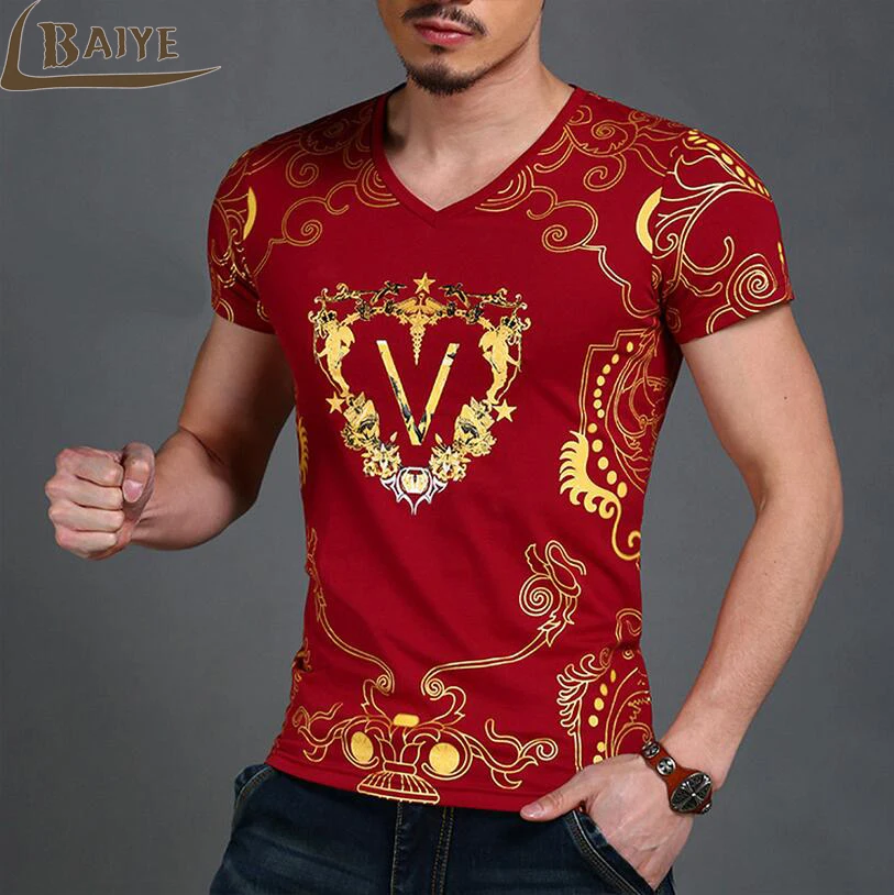 

TBAIYE Newest Design Top Fashion Summer Fashion Men's 3D Gold T shirt Men Tops Short Sleeve Casual T-shirt Male T-shirt Brand