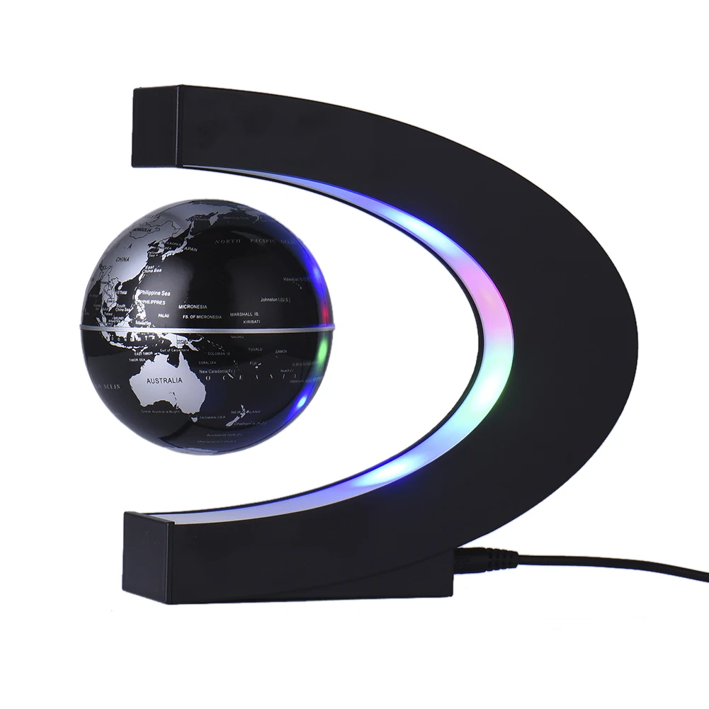 LED Light C-shaped Magnetic Suspension Globe Gift Decoration English Version Home Office Decor Gadgets