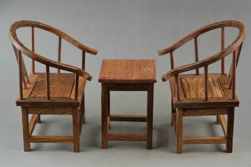 ( Mini ) Exquisite Interesting Old Chinese Handwork Rosewood Carving Lucky Set Of Table & Chair Model ( Mini ) Exquisite Interesting Old Chinese Handwork Rosewood Carving Lucky Set Of Table & Chair Model