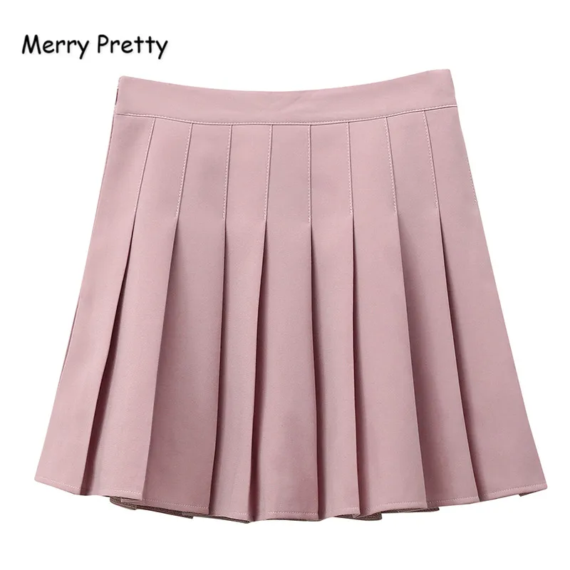 

Merry Pretty Sweet Pleated Skirt Women Preppy Style High Waist Skirt Girls Mini Vintage Black Pink Cute School Uniforms Skirts