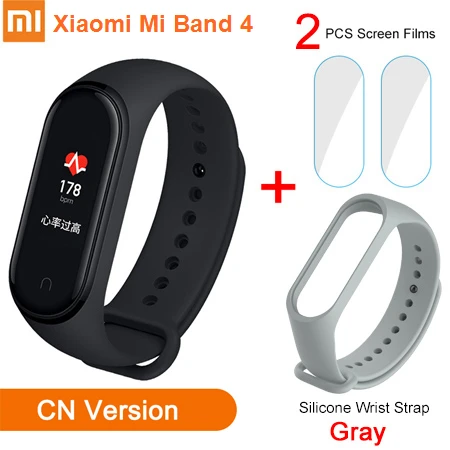 Xiaomi mi Band 4 Global смарт-браслет Xiao mi Band 4 фитнес-трекер мульти-циферблат 5ATM водонепроницаемый для плавания - Цвет: CN Add Strap Films