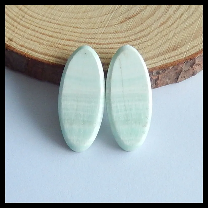 

New Design Natural Stone,Hemimorphite Gemstone Earring Cabochon pair,34x15x3mm,7.1g