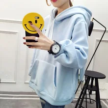 Harajuku Женский зима осень Капюшоном толстовка с ушами Вышивка с длинными рукавами розовый синий Свободные Повседневная худи женские толстовка