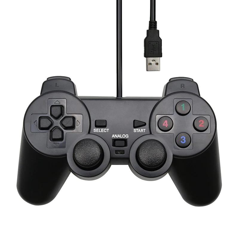 USB проводной Gamepad ПК вибрации джойстик для ПК компьютер, ноутбук для ПК Win/7/8/10 для Vista черный контроллер