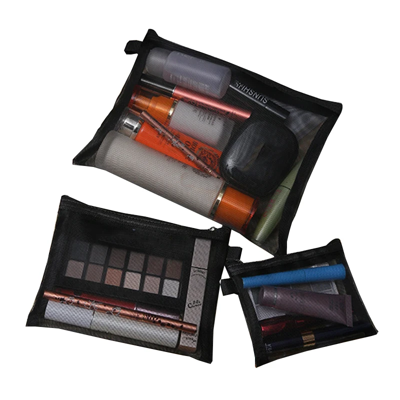 

Female Travel Cosmetic Bag Transparent Net Women Makeup Zipper Case Fashion Girl Make-up Pouch Toiletry Kits Storage Accessories