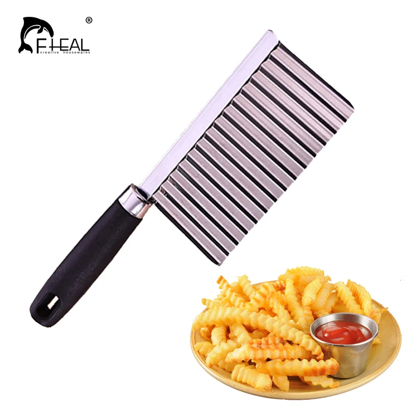 

FHEAL Stainless Steel Potato Wavy Cutter Vegetable Fruit Cutting Knife Cucumber Carrot Waves Cutter Cooking Tools for Kitchen