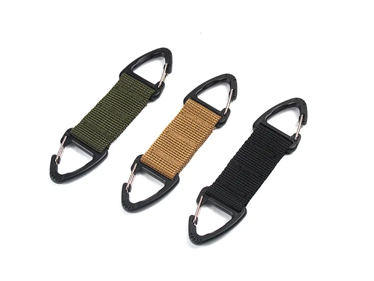 

Outdoor Tactical Nylon Webbing Backpack Suspender Double Point Triangle Clips Multifunctional Climbing Clips Two Way Swift