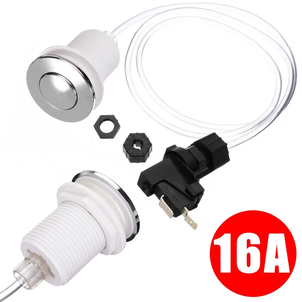 

16A On Off Push Air Button Switch Push Air Button Jet Tool Set Bath Spa Tubing Kit Home Accessories