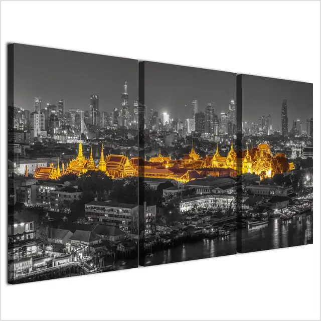 Framed 3 Panel Hd Dicetak Hitam Putih Istana Kota Bangunan Cetak Lukisan Poster Gambar Dinding Kanvas Seni Modern Untuk Rumah Decor