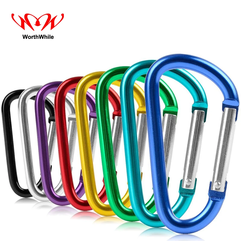 

WorthWhile 6 Pcs/lot Aluminum D Shape Buckle Carabiner Outdoor Camping Tent Accessories EDC Keychain Hook Clip Equipment