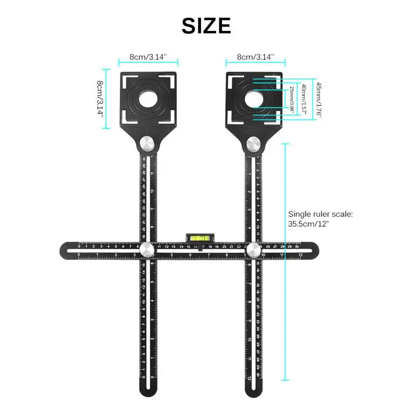 Плитка локатор дыр-Многофункциональный регулируемый инструмент кладка стекло фиксированный удар углоизмерительный линейка плитка артефакт шаблон