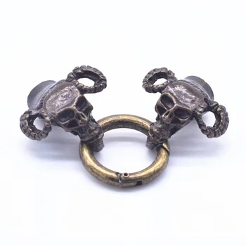 

Wholesale Antique Gold Silver color 1 Set Skull Charm Clasps Connector for Fermoir Bracelet Jewelry Making Inner Size 8mm