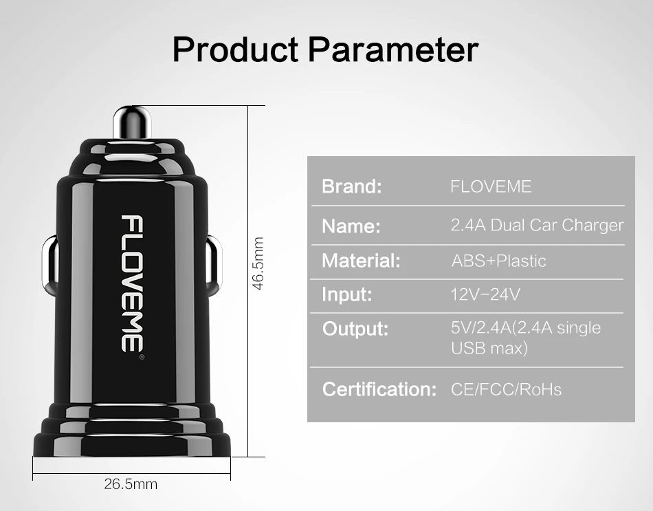 FLOVEME 2 типа автомобильное зарядное устройство для телефона мини USB Автомобильное зарядное устройство для iPhone X samsung Note 9 USB зарядное устройство адаптер для мобильного телефона в автомобиле