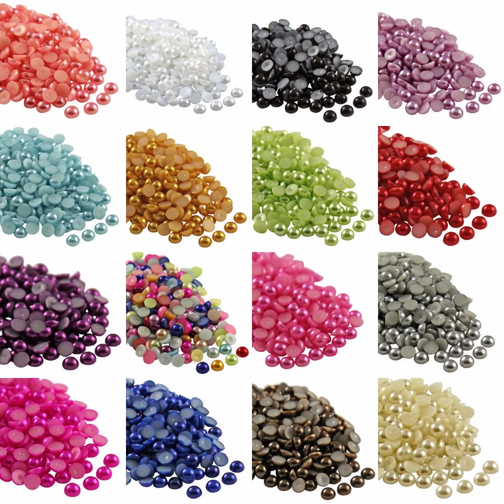

2000pcs Half Imitation Pearl Beads Flat Back Round Bead Findings for DIY Making 2/3/4mm Scrapbook for Craft FlatBack