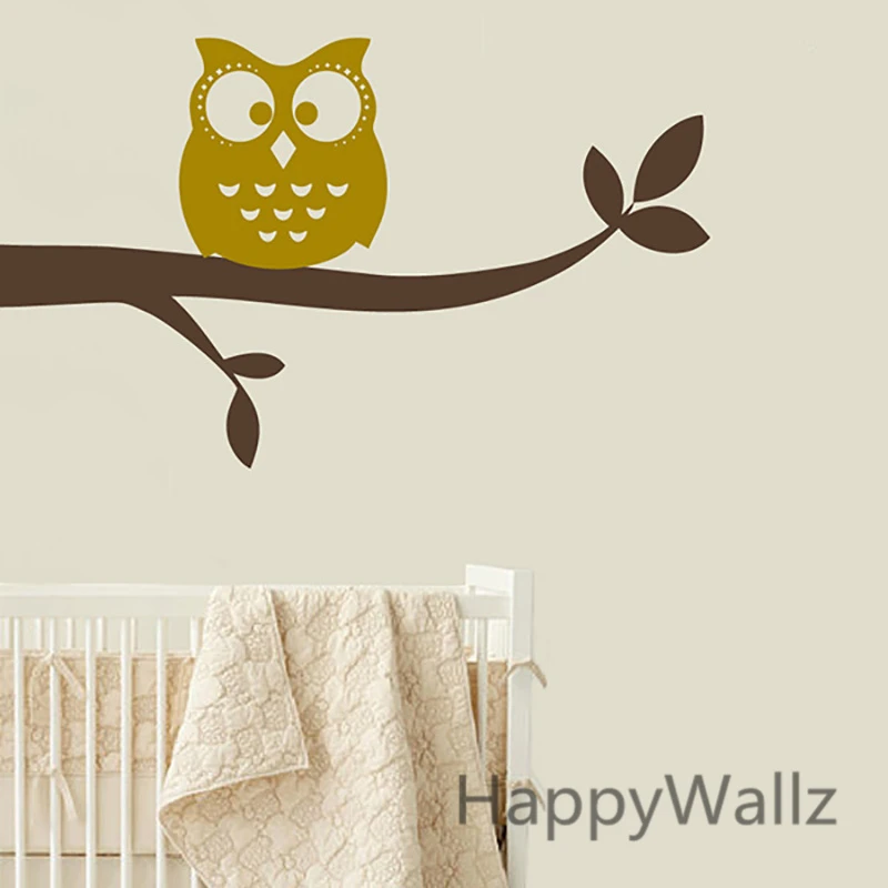 Owl on Branch Wall Sticker DIY Baby Nursery Owl Branch Animal Removable